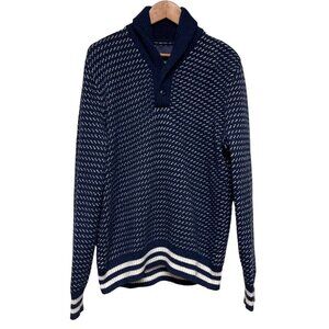 American Eagle Preppy Blue White Cowl Neck Men's Sweater Size Large